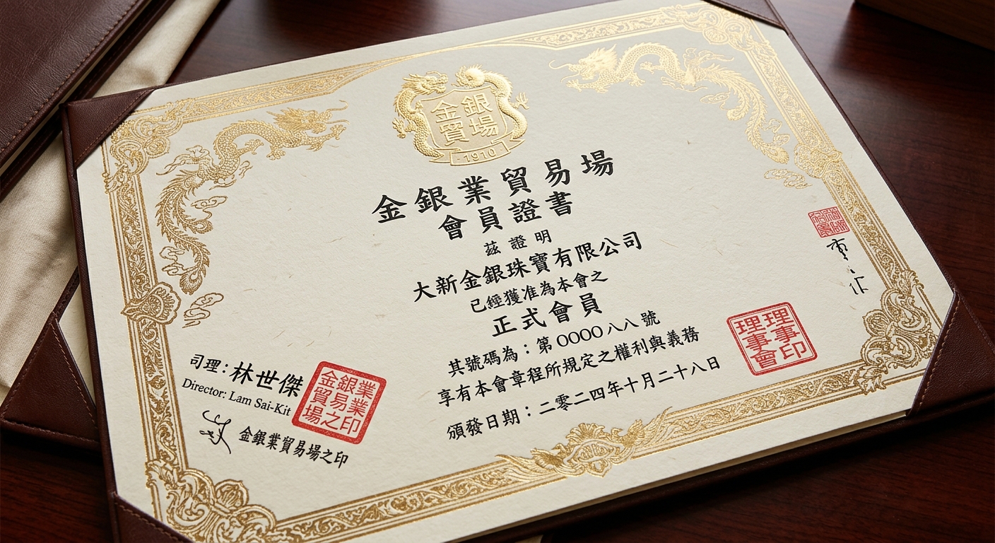 香港金銀業貿易場 A1類電子交易行員證書